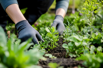 woman planting a tomato