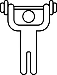 Weight lifting man icon outline style. Powerful fitness vector of bodybuilder holding weight for gym Logo design. Strength training symbol. Powerlifter squatting, sport sign illustration collection.