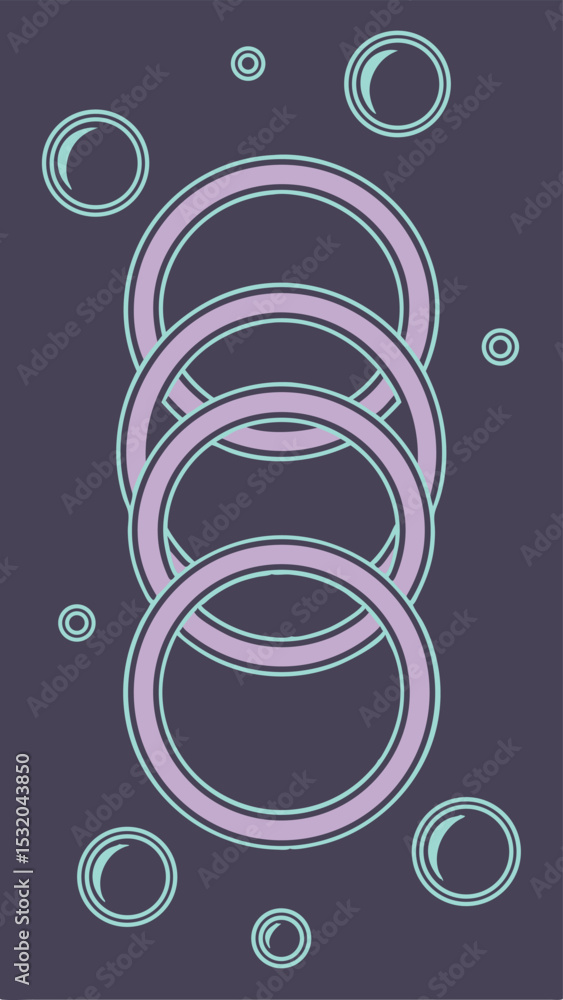 Poster abstract purple and teal circular design element with transparent background