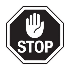 Stop Sign with Hand Symbol &ndash; Red Octagon Vector Road Safety Warning