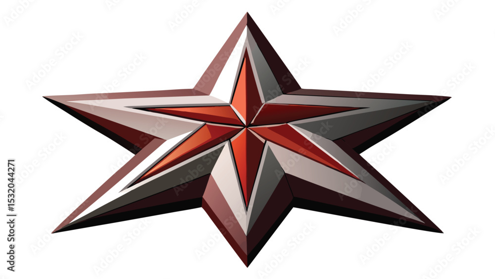 Poster abstract red and silver star with transparency for various design applications