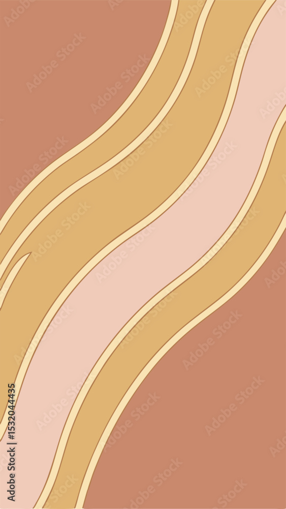 Poster abstract retro design with wavy lines in earthy tones for design elements