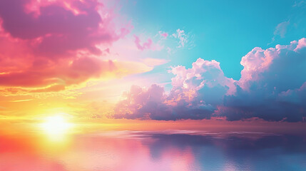 Cloudy colorful sunset over the sea. Abstract landscape background