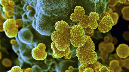 bacteria and microscope. Human Metapneumovirus. Microscope Slide