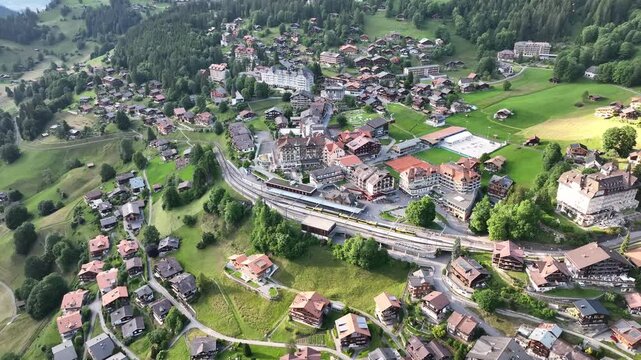 Mountain Train to Village of Wengen, Jungfrau - Switzerland