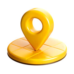 3D yellow map location pin icon with hollow center symbolizing geography navigation and exploration