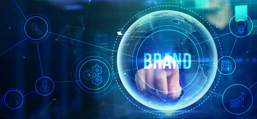 Brand development marketing strategy concept. Business, technology, internet and networking concept.