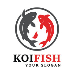 Koi fish logo design vector template
