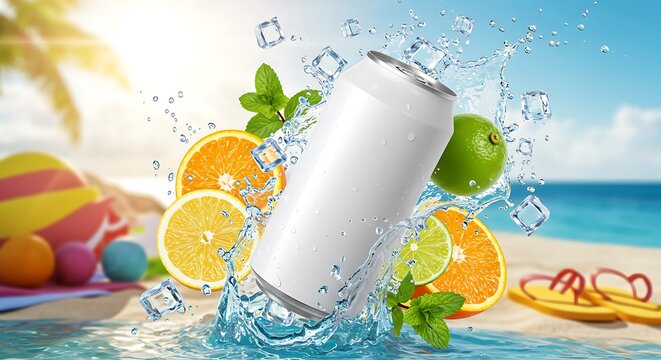 Refreshing Summer Drink at the Beach - Mockup