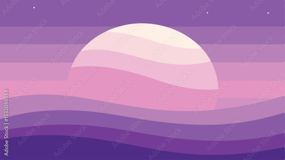 Poster abstract sunset over wavy landscape with color gradient and transparency for designs