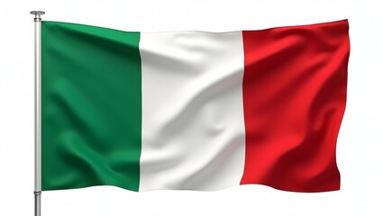 Obraz premium Photorealistic Italian flag with vertical green, white, and red stripes. Realistic textile folds and texture. Isolated on white background.