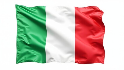Obraz premium Photorealistic Italian flag with vertical green, white, and red stripes. Realistic textile folds and texture. Isolated on white background.