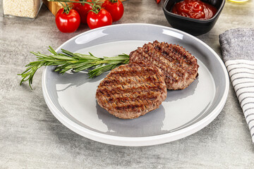 Grilled two beef burger cutlet