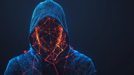 Hacker are planning to hack and attack networks and cyber security systems and stands on the peak of success amid tall, innovative Smart city and graphs with statistics to analyze business potential