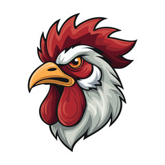 Angry Rooster Head Mascot Illustration