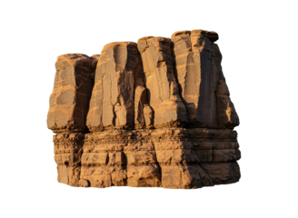 Monument valley butte rock formation isolated on transparent background