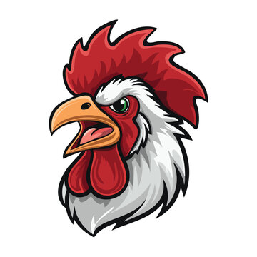 Angry Rooster Head Mascot Illustration
