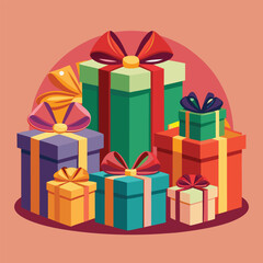 Colorful Set of Gift Boxes Illustration with Ribbons and Bows for Celebrations