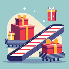 Minimalist Conveyor Belt with Gift Boxes Design