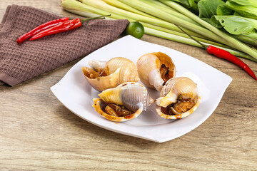 Snails baked with garlic and spices