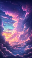 Colorful clouds outdoor landscape illustration poster background