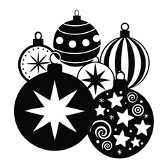 Elegant Black and White Christmas Ornament Silhouettes