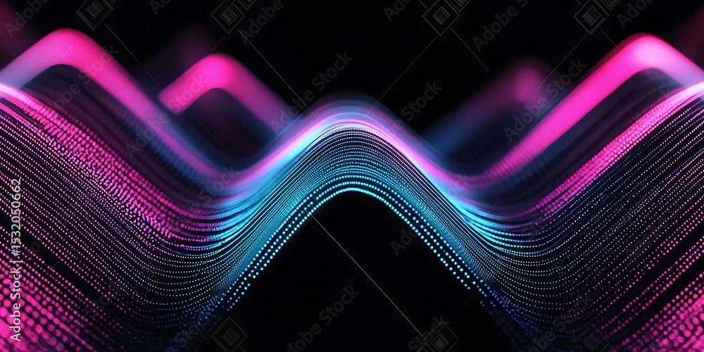 Poster 3d blue pink techno abstract background overlap layer on dark with glowing lines shape decoration. m
