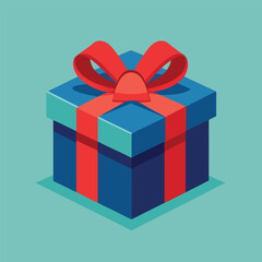 Elegant Gift Box with Red Ribbon Vector Illustration