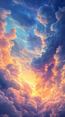 Colorful clouds outdoor landscape illustration poster background