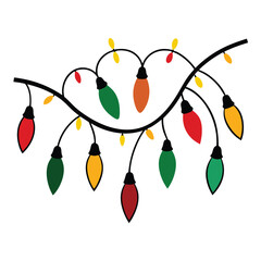 Christmas Lights Silhouette Festive Holiday Design Illustration