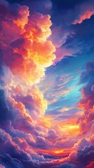 Colorful clouds outdoor landscape illustration poster background