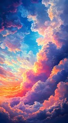 Colorful clouds outdoor landscape illustration poster background