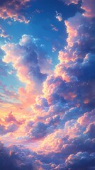 Colorful clouds outdoor landscape illustration poster background