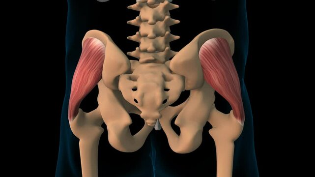 Gluteus medius muscle anatomy for medical concept 3D rendering