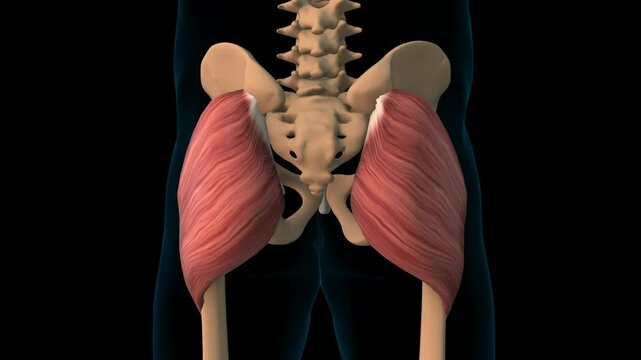 Gluteus maximus muscle anatomy for medical concept 3D rendering