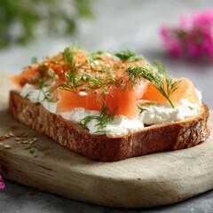 Smoked salmon & cream cheese on toast