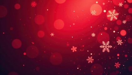 Intricate snowflakes scatter across a deep red to crimson gradient , elegant, december