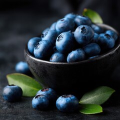 Fresh blueberries in dark bowl (1)