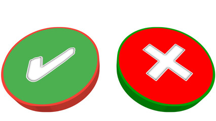 Two 3D Buttons Illustrate a Yes and No Choice