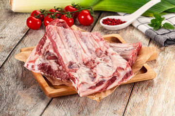 Raw pork ribs for cooking