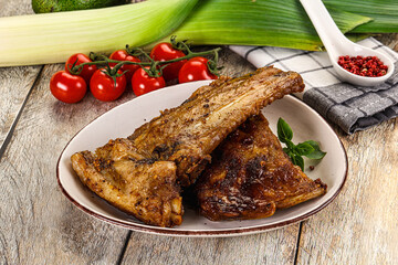 Tasty roasted pork ribs with spices