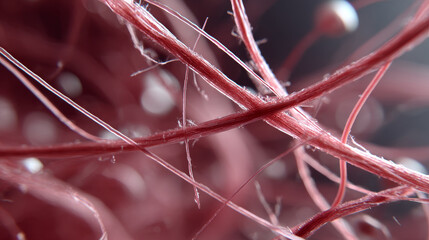 Microplastics concept ,Plastic fibers intertwined in close up view, showcasing texture and detail