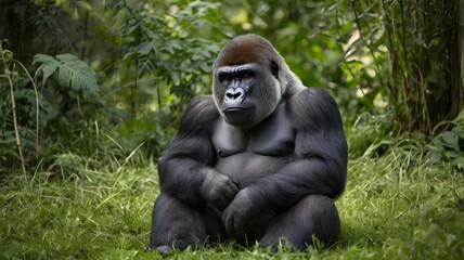 Peaceful Gorilla in Forest Setting