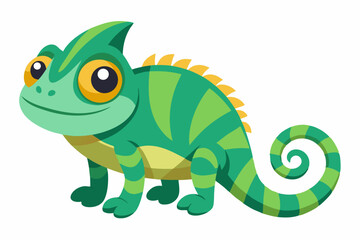 Fototapeta premium Cute cartoon lynx character with big green eyes and fluffy tail, illustrated in a vibrant and friendly style. Perfect for children's books, educational materials.