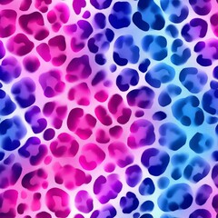 Vibrant abstract leopard print in pink and blue gradient pattern