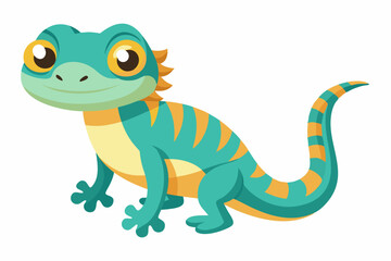 Cute cartoon lynx character with big green eyes and fluffy tail, illustrated in a vibrant and friendly style. Perfect for children's books, educational materials.