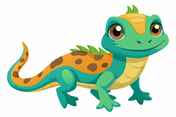 Cute cartoon lynx character with big green eyes and fluffy tail, illustrated in a vibrant and friendly style. Perfect for children's books, educational materials.