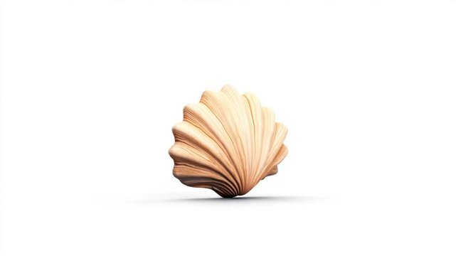 A beautifully crafted wooden shell sculpture displayed on a clean white background