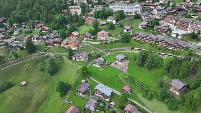 Mountain Train to Village of Wengen, Jungfrau - Switzerland