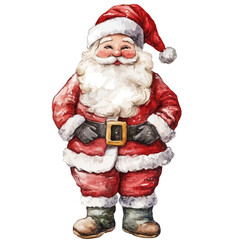Santa Figurines, watercolor vector, isolated on a white background.